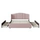 preview thumbnail 6 of 16, Upholstered Platform Bed with Wingback Headboard and 4 Drawers, No Box Spring Needed, Linen Fabric, Queen Size Pink