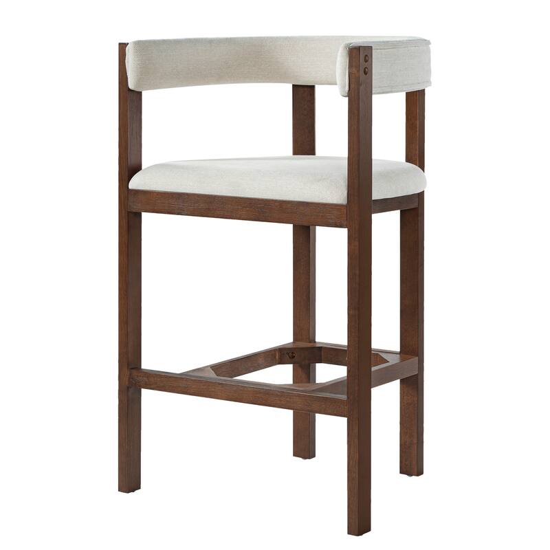 Christopher Knight Home - Julian Modern Upholstered Bar Stool Set with Curved Back and Solid Wood Frame for Dining Spaces