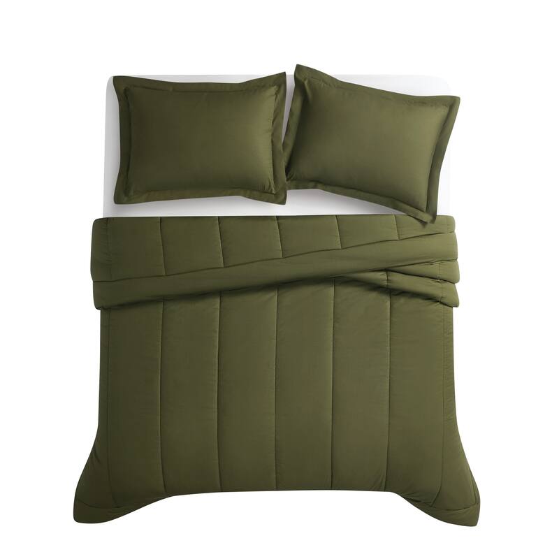 Brooklyn Loom Oversized Cotton Percale 3 Piece Comforter Set