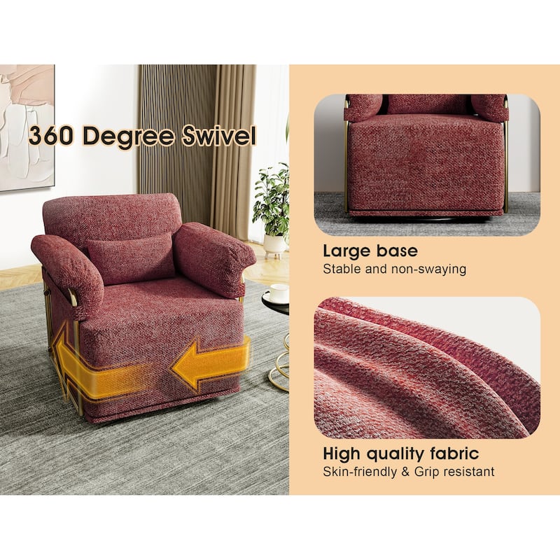 360 Degree Square Swivel Accent Sofa Chair with Ergonomic Wide Seat, Upholstered Lounge Chair Reading Chair Armchair