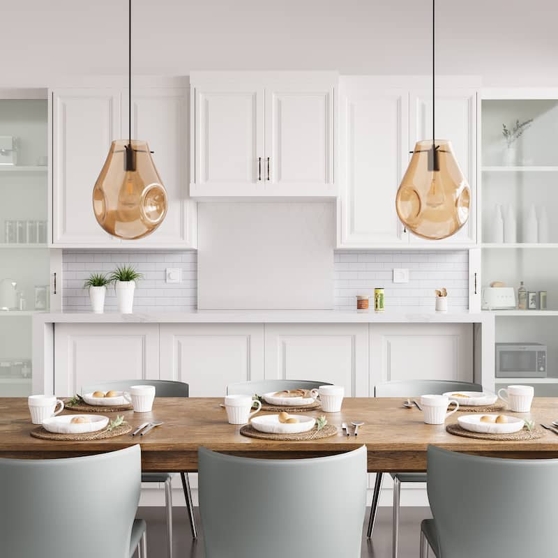Farmhouse 1-Light Art Glass Kitchen Island Pendant Lighting Fixture