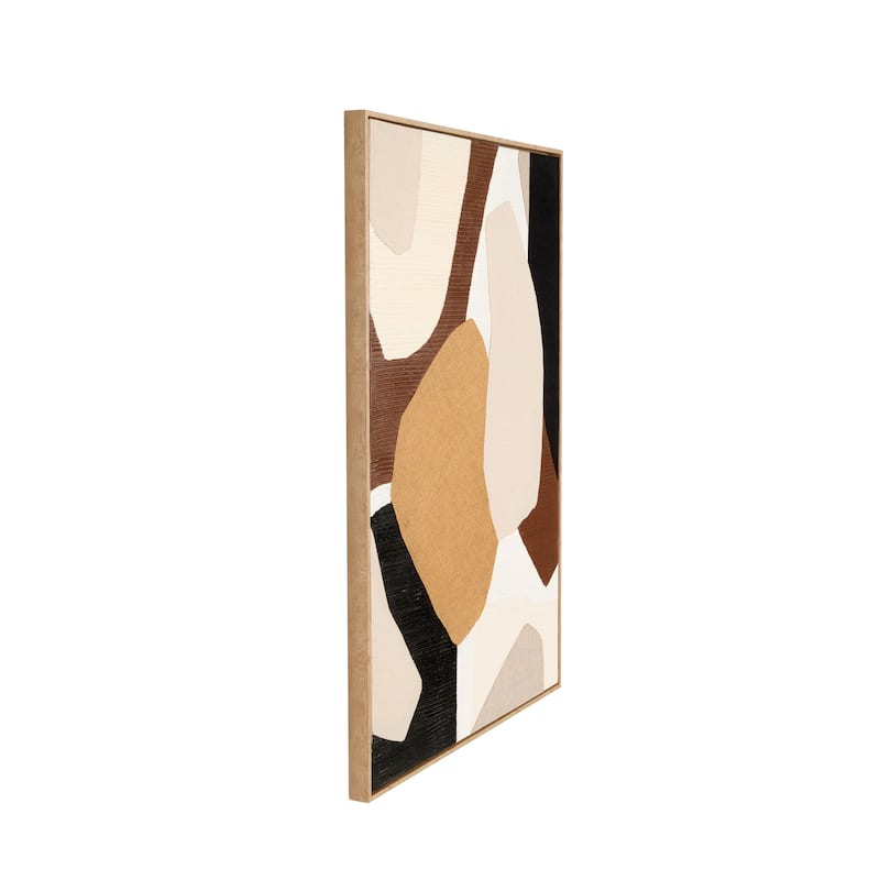 Wooden Geometric Abstract Overlapping Circle Wall Art with Cream Accents - Brown - Roche River Decor