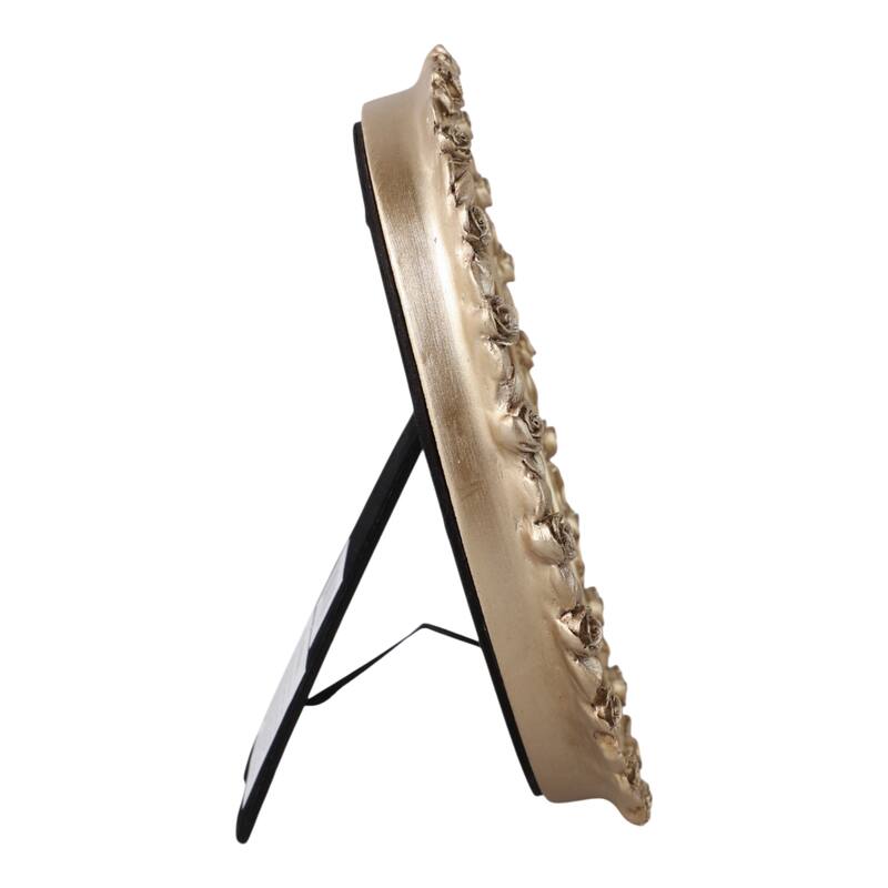 Polyresin Oval Photo Frame with Rosette Border - Gold