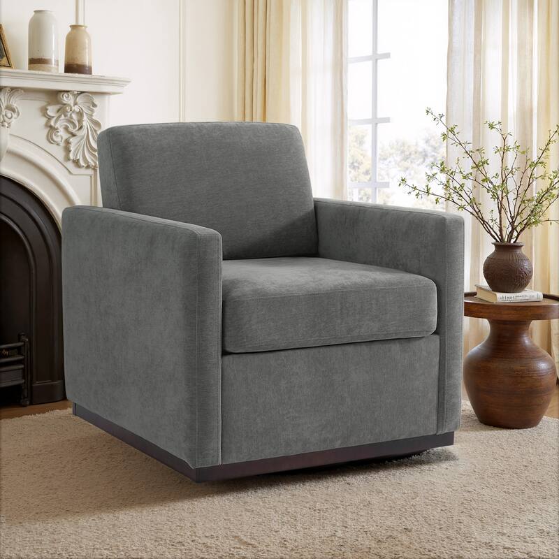 uixe Modern Upholstered Swivel Accent Chair with Pocket Spring Seat