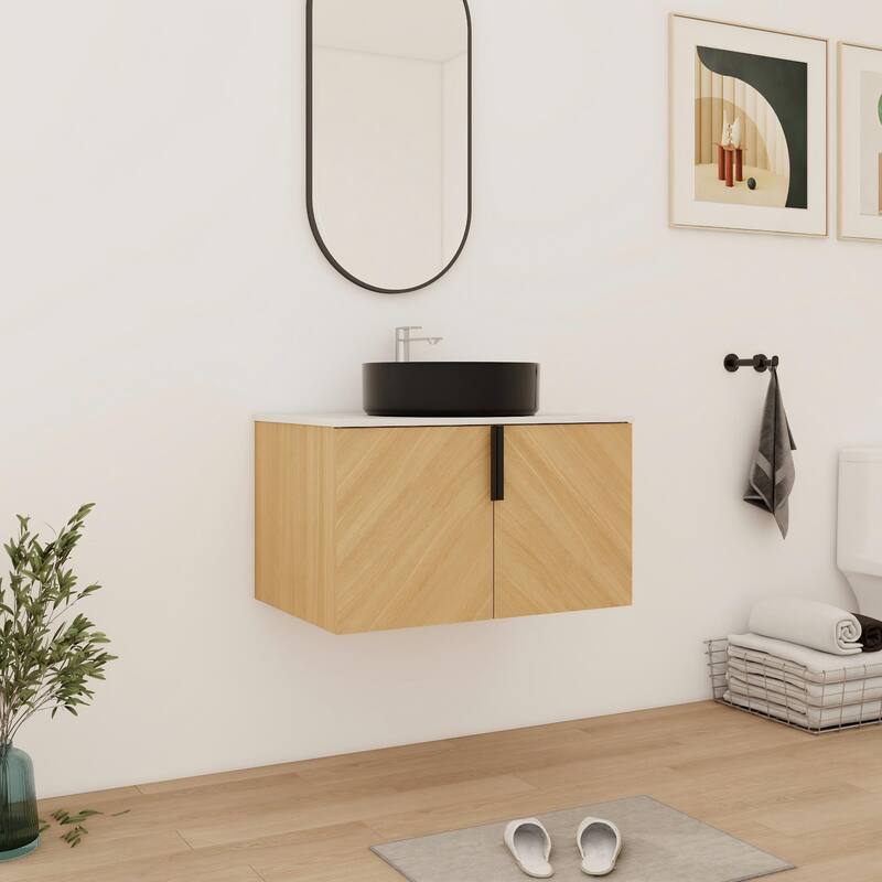 Bathroom Vanity With Sink In 30/36 Inch, Floating Bathroom Vanity With 2 Soft Close Doors