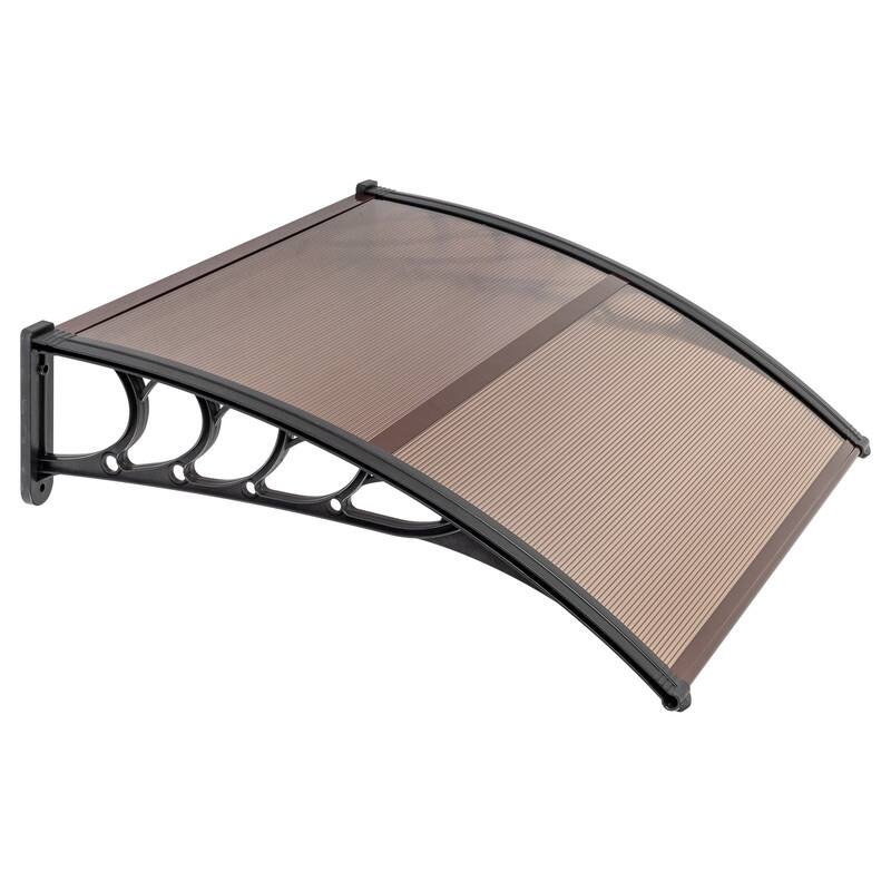 Window Awning Door Canopy, 40" x 35.4" Outdoor Front Door Patio Canopy Brown and Black Bracket