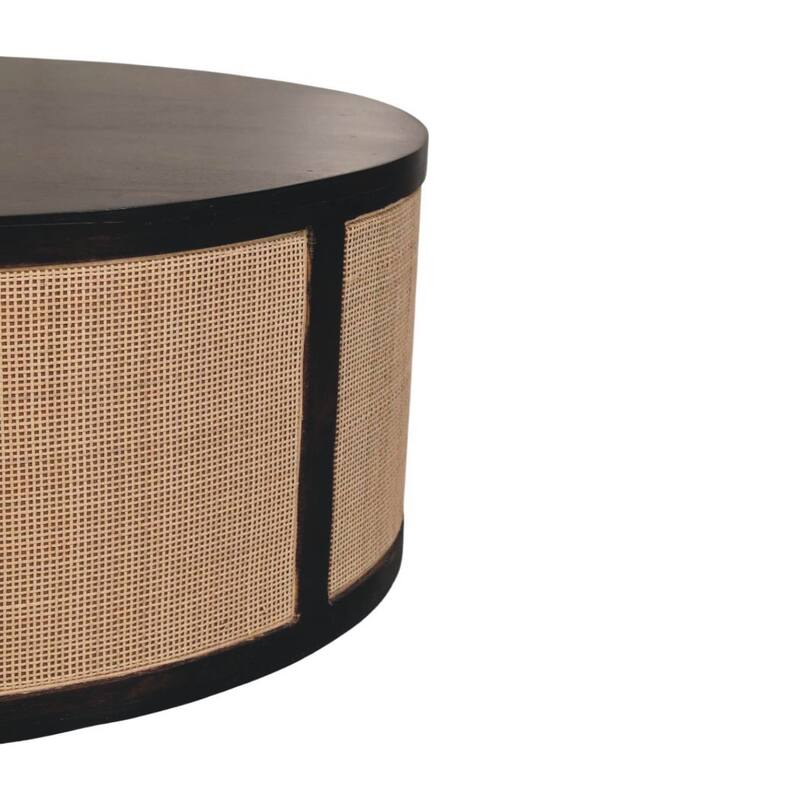 Artisan Furniture Solid Wood Monaco Round Rattan Centerpiece ,Beige & brown