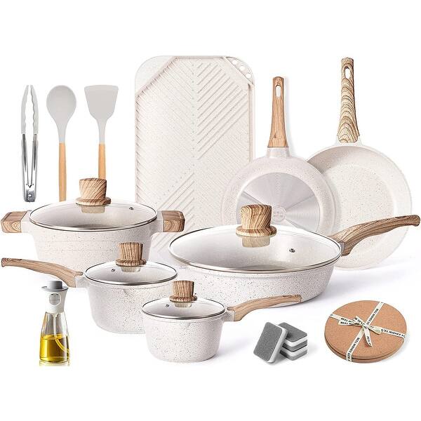 Pots and Pans Set Kitchen Nonstick Cookware Sets Granite Frying Pans for Cooking Marble Stone