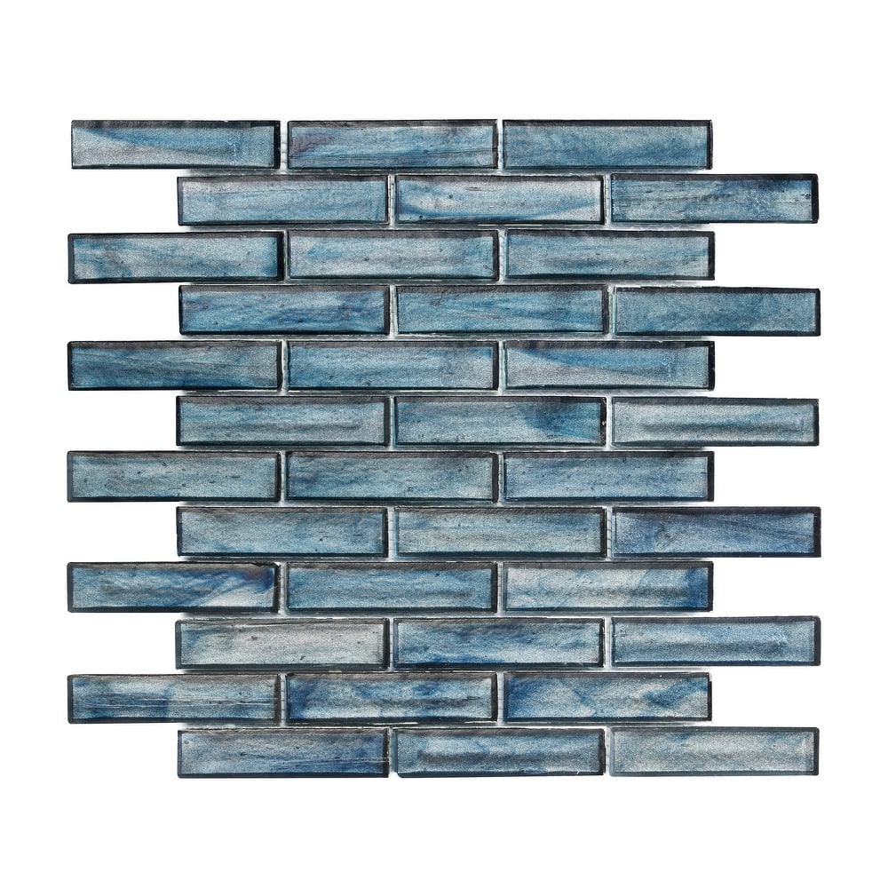 1 x 4 Brick Iridescent Glass Mosaic Wall Tiles