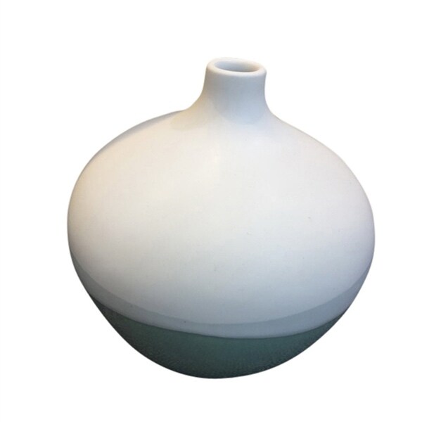 Simply Stylish Decorative Ceramic Vase, White And Green