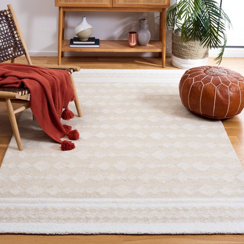 SAFAVIEH Handmade Capri Heike Modern Wool Rug - 3' x 5' - Ivory/Beige
