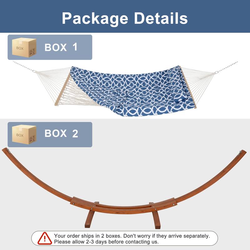 Rope Hammock with 13.5ft Wooden Stand and Removable Pad