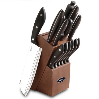 Shop Oster Huxford 14 Piece Stainless Steel Cutlery Set With Wood Block Overstock 8613471