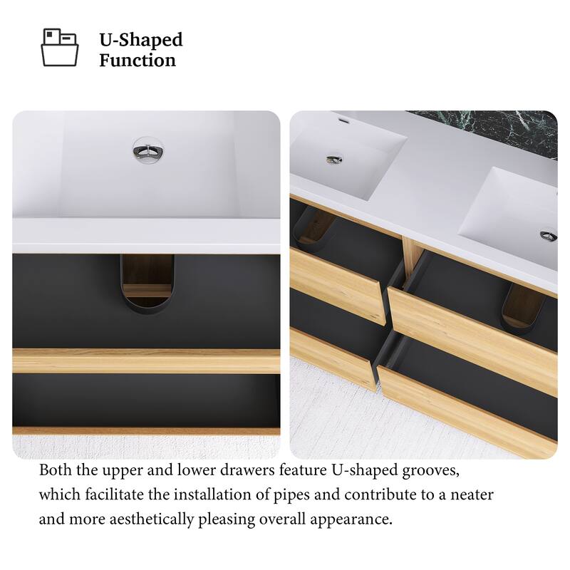Freestanding Bathroom Vanity with Integrated Resin Top