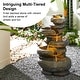 preview thumbnail 15 of 44, Glitzhome 24-inch Outdoor 2-tier Faux Pebbles Polyresin Birdbath Fountain with Pump