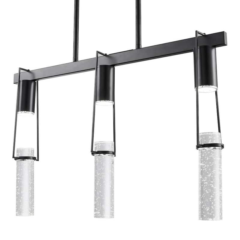 Harmony 3 Lights Matte Black Chandelier with Smart Dimmer Included - N/A