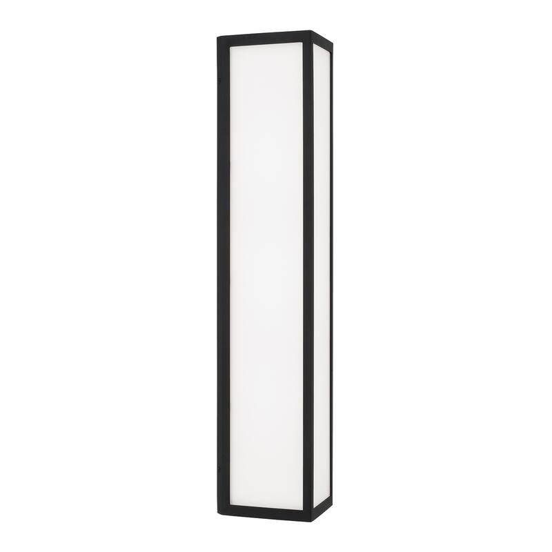 Integrated LED Outdoor Wall Lantern in Black with Painted White Glass - 7.5"W x 29"H x 5.25"E