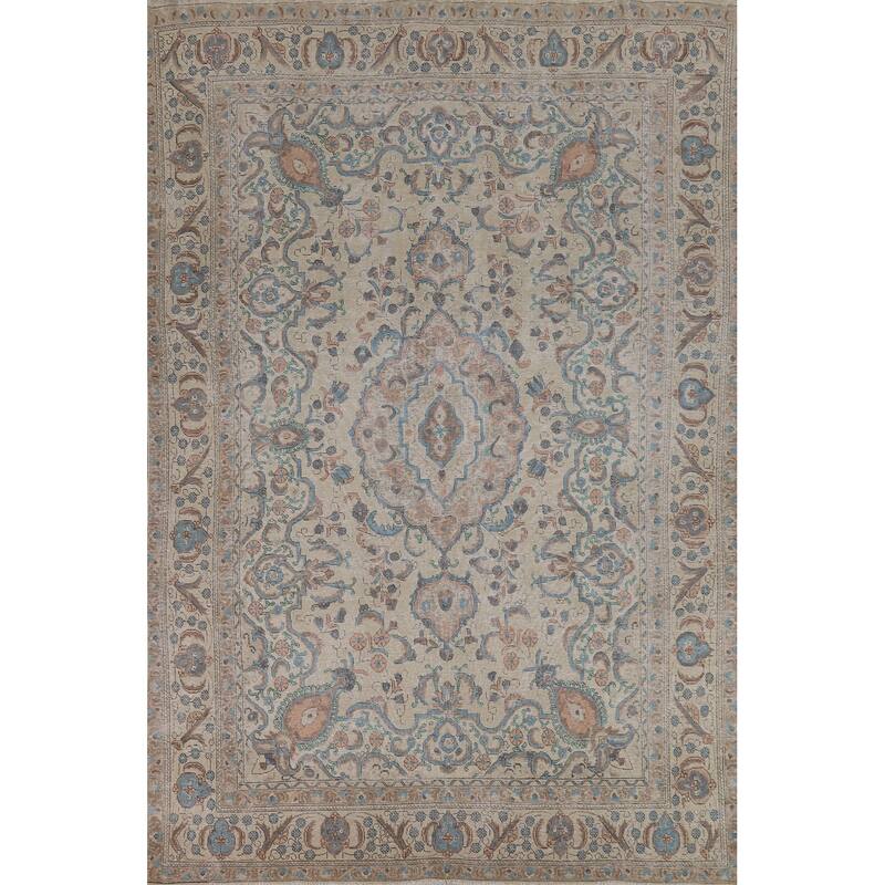 Tabriz Persian Vintage Area Rug Hand-Knotted Traditional Wool Carpet - 8'2" x 11'8"