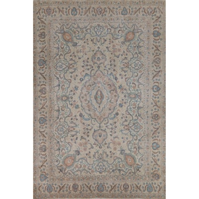 Tabriz Persian Vintage Area Rug Hand-Knotted Traditional Wool Carpet - 8'2" x 11'8"