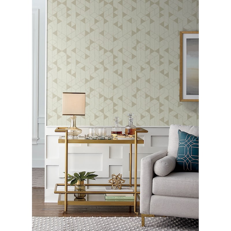 Scott Living Fairbank Champagne Linen Geometric Wallpaper