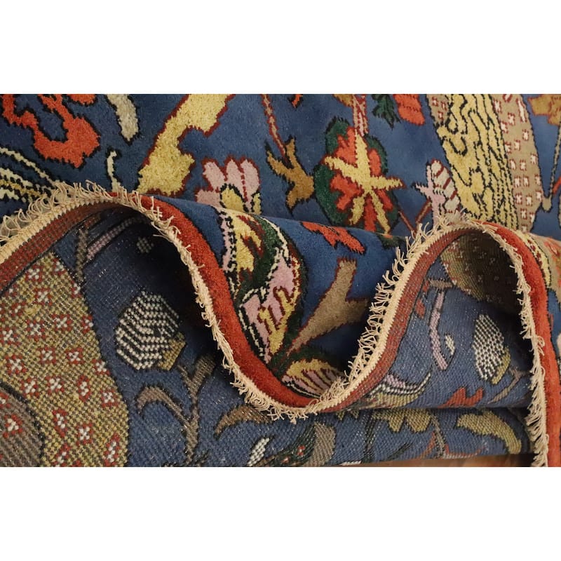 Hand Knotted Oriental 100% Wool Carpet Traditional All-Over Navy Blue & Blues Ziegler Area Rug - 13' 11'' X 9' 11''
