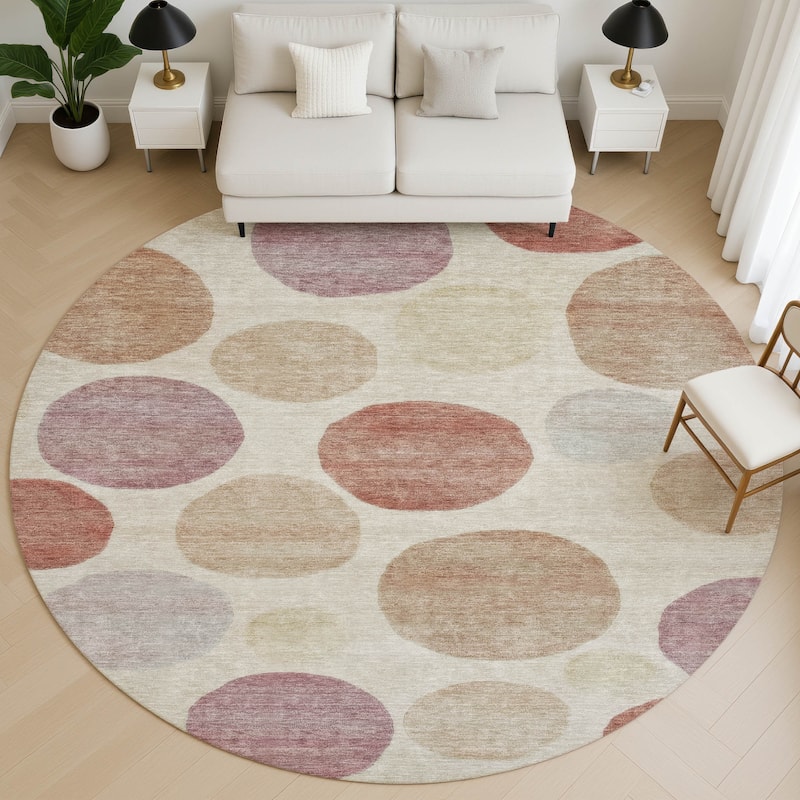 Premium Washable Super Soft Modern Bubbles Mayfield Rug - Salmon - 8' x 8'