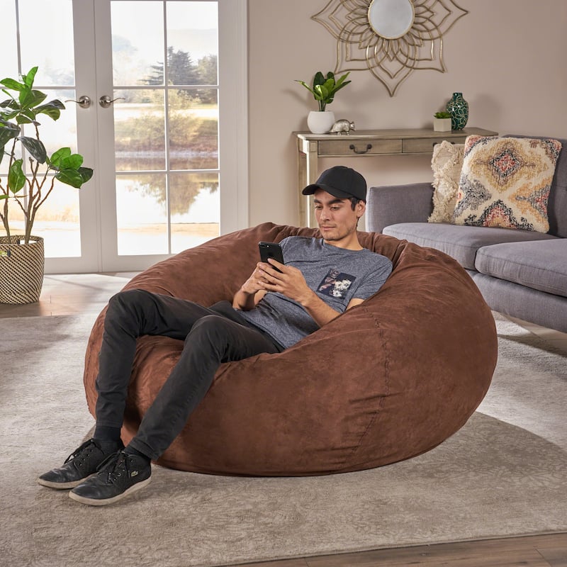 Madison Faux Suede 5-foot Beanbag Chair by Christopher Knight Home - Brown