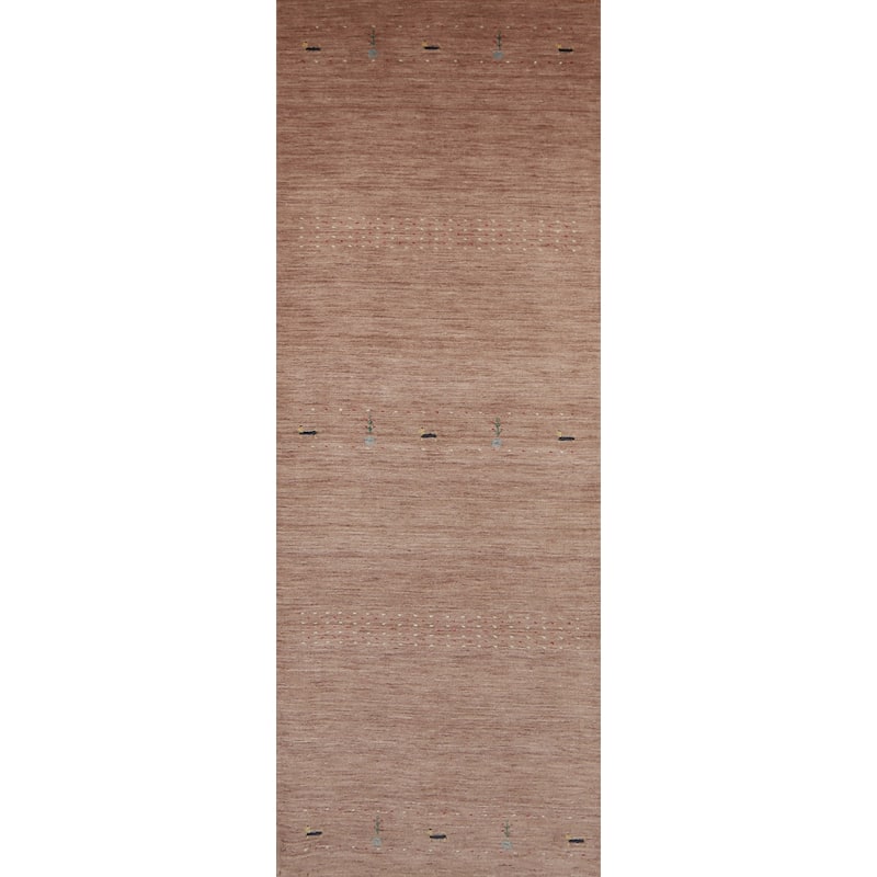 Tribal Gabbeh Indian Runner Rug Handmade Brown Oriental Wool Carpet - 2'8" x 10'0"
