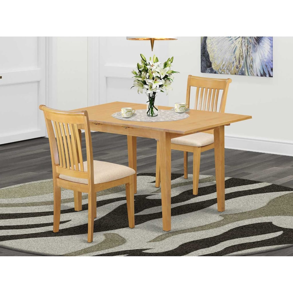 Dinette Table Set 3 Piece - Kitchen Table with Chairs, Small Space Dining Set, Oak Finish