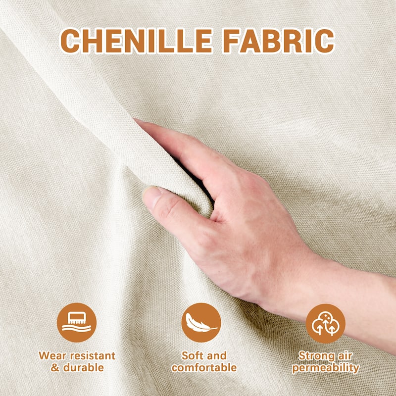 105.9" Chenille Ergonomic 3-Seater Sofa with 3 Movable Ottomans, Lumbar Pillow, and High-Resilience Sponge