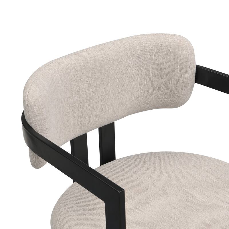 Upholstered Dining Chairs Set of 2, Fabric Armchairs with Metal Frame