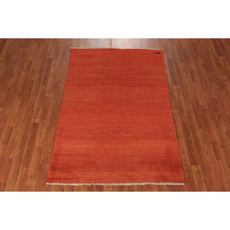 Orange Gabbeh Modern Rug Handmade Bedroom Wool Carpet - 4'0" x 6'0"
