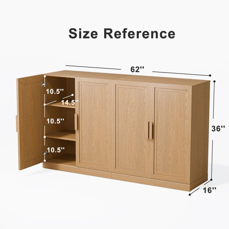 Sideboard Buffet Cabinet Farmhouse Kitchen Pantry Cabinet with Adjustable Shelves for Kitchen Dining Room Living Room