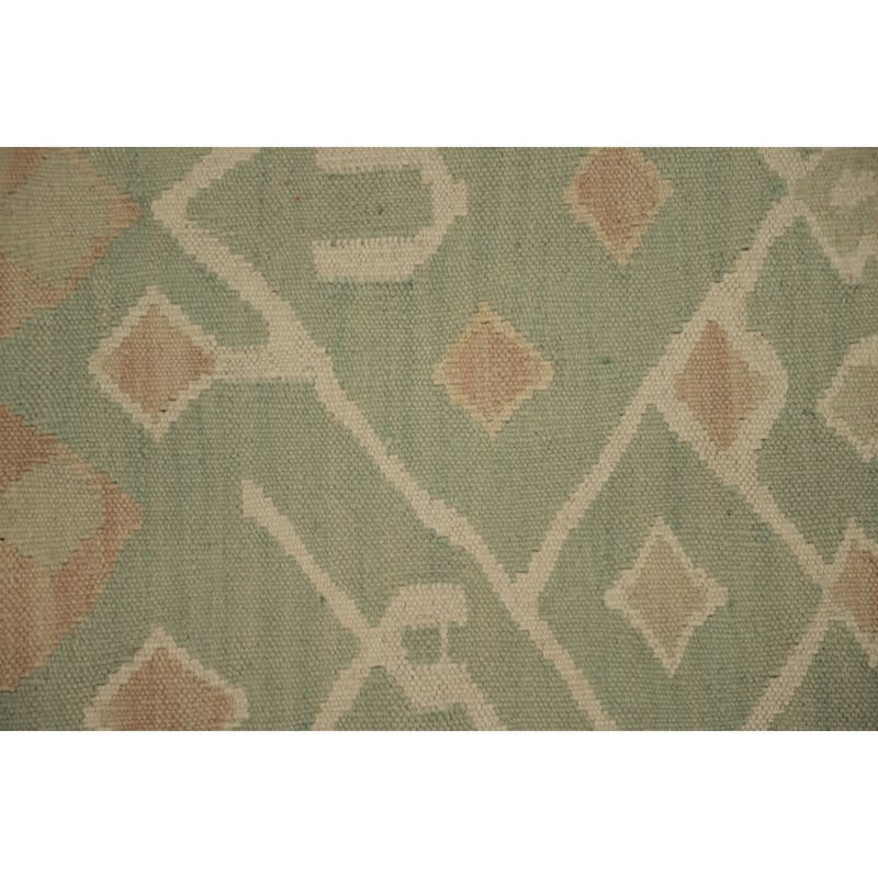 Hand Woven Oriental 100% Wool Carpet Southwestern Tribal Green Kilim Area Rug - 5' 10'' X 3' 10''