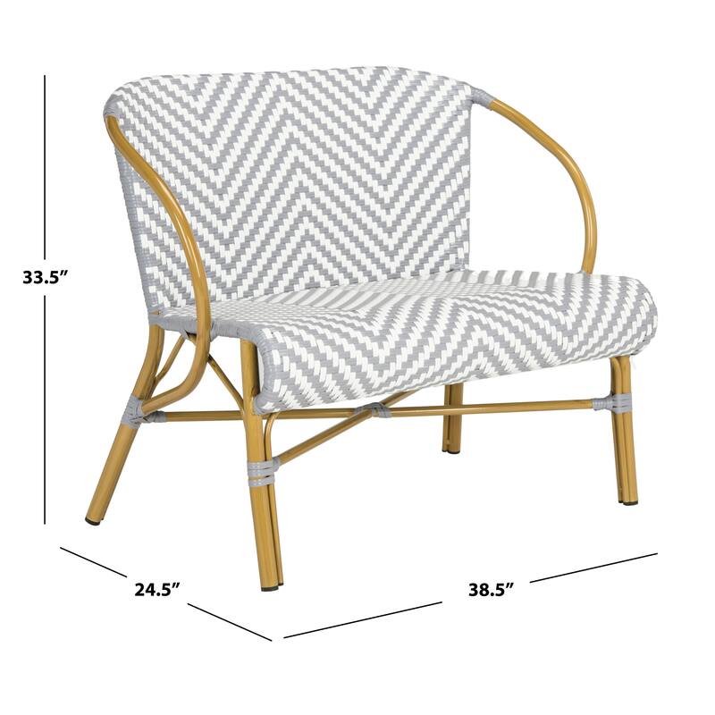 SAFAVIEH Skyla Herringbone Rattan Settee - 38.5" W x 24.5" D x 33.5" H - 39Wx25Dx34H