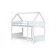 preview thumbnail 20 of 34, Twin Over Twin Low Bunk Bed with House-shaped Bed Roof Frame, Ladder, Guardrails, Headboards and Footboards For Kids Floor Bed