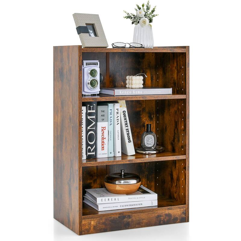 Costway 3-Tier Bookcase Open Multipurpose Display Rack Cabinet with - 19.5'' x 12'' x 29.5'' (L x W x H)
