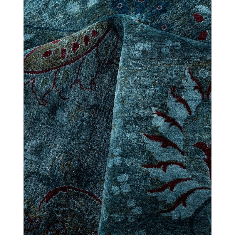 Overton Hand Knotted Wool Vintage Inspired Modern Contemporary Overdyed Gray Area Rug - 9' 3" x 11' 10"