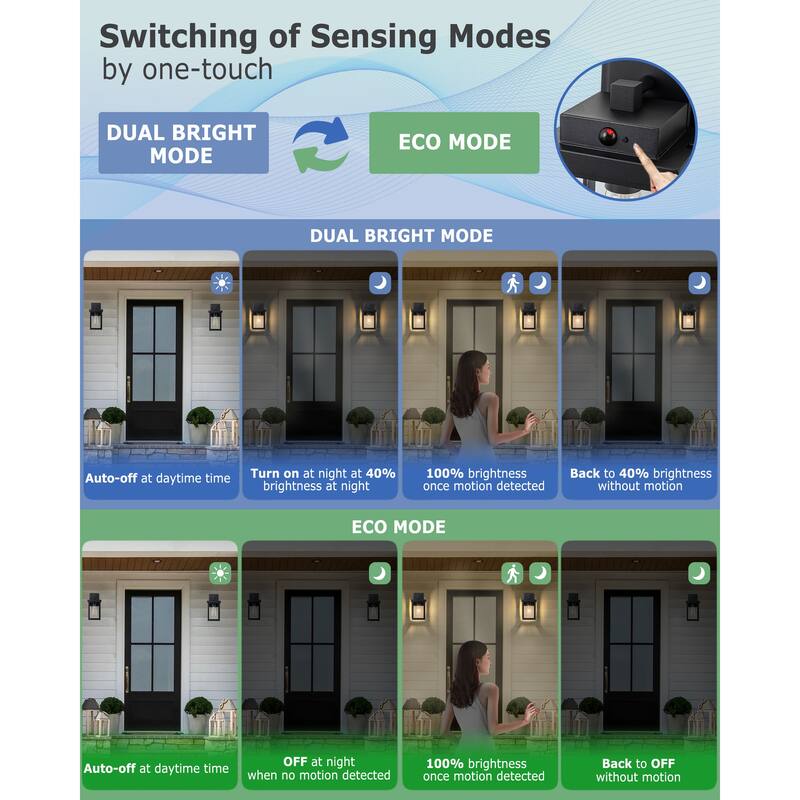 Motion Sensor Outdoor Wall Lantern with Clear Glass