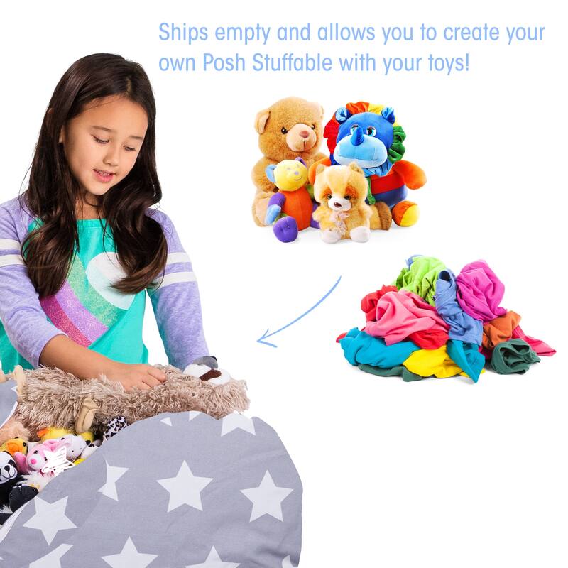 Kids Bean Bag Chair Cover Stuffed Animal Storage or Toy Organizer