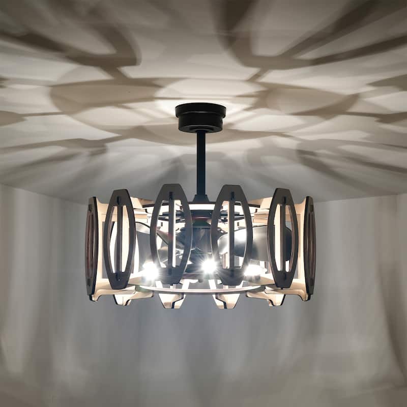 Honeykiss 17 Inch Beige Fandelier with 3 Light - N/A