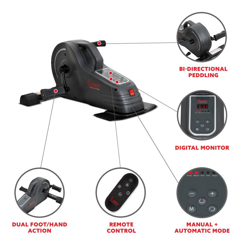 Sunny Health Fitness Motorized Under Desk Bike for Legs/Arms SF-B0960