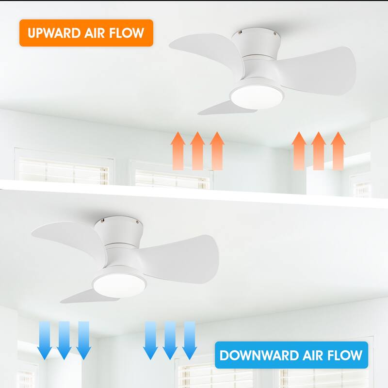 31-inch Modern Black Propeller Flush Mount Ceiling Fan with Light and Remote