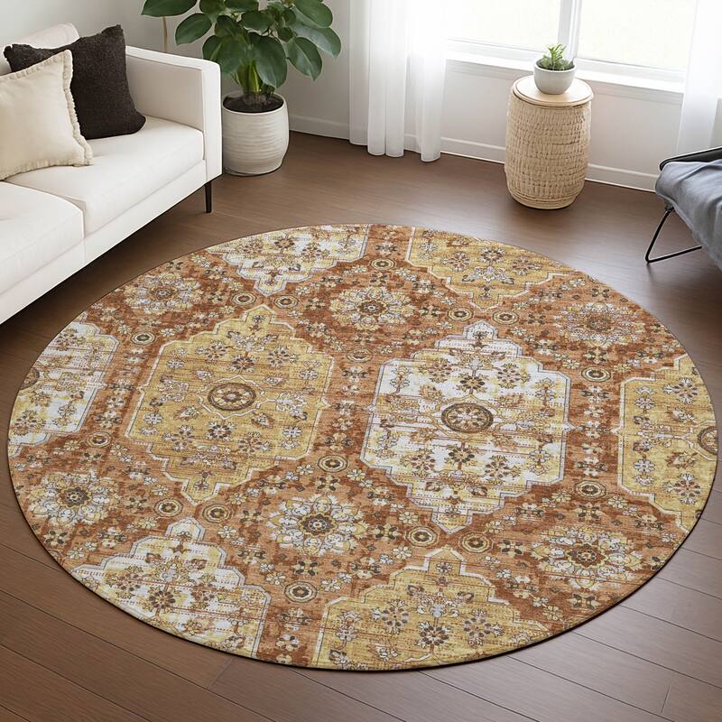 Machine Washable Indoor/ Outdoor Traditional Kiowa Chantille Rug