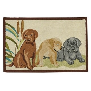 Park Designs Lab Puppies Indoor Hooked Rug 2X3 - 2' x 3' - Bed Bath ...