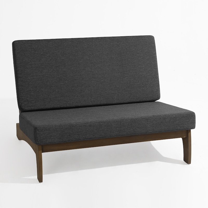 4 Piece Outdoor Wood Loveseat Chair Conversation Set with Cushion