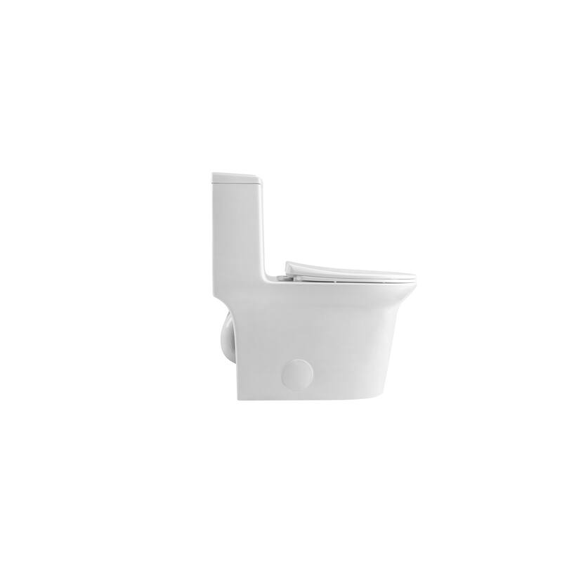 Anmytek Super Quiet One-Piece Toilet - 1.1/1.6 GPF, Elongated Comfort Height, White Ceramic with Soft Close Seat