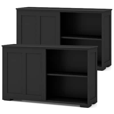 2 PCS Stackable Buffet Sideboard with Sliding Doors & Adjustable Shelf