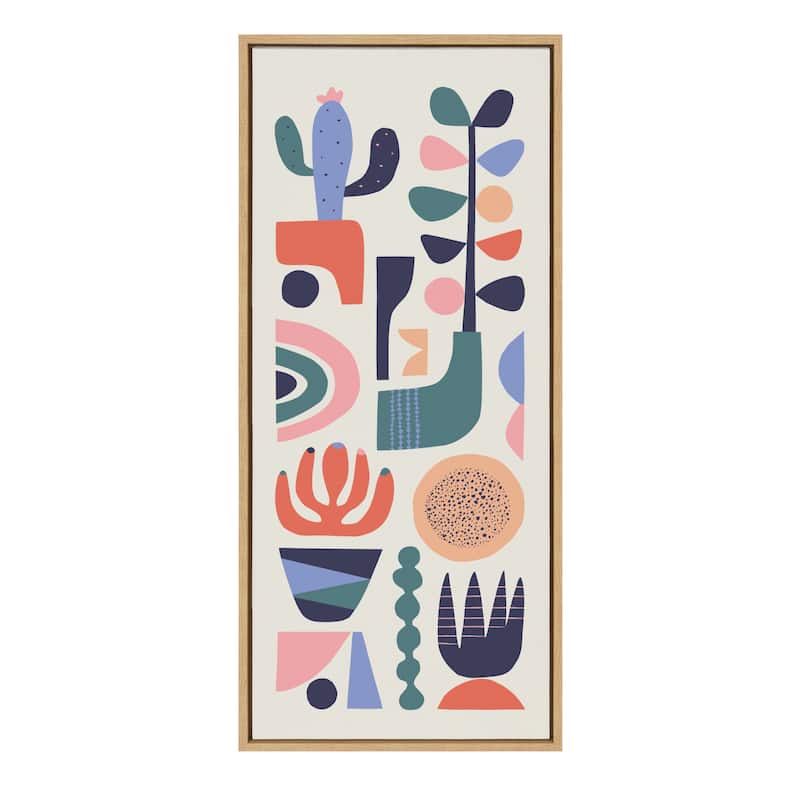 Kate and Laurel Sylvie Mid-Century Succulents Canvas By Rachel Lee - 18x40 - Plastic - Brown