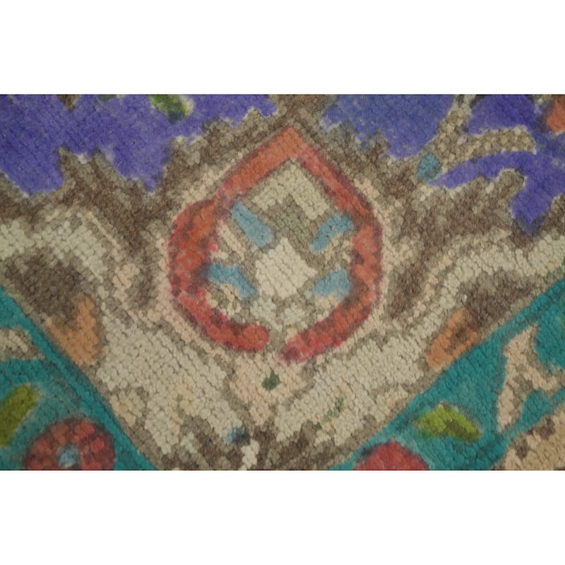 Hand Knotted Oriental 100% Wool Carpet Traditional Floral Green Tabriz Area Rug - 9' 10'' X 6' 11''